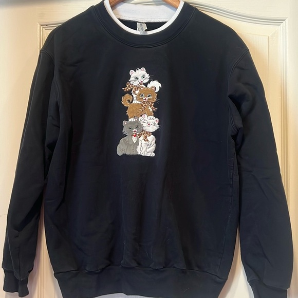 Vintage Inspired Kitten Crewneck Sweatshirt - Picture 1 of 4